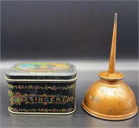Vintage Singer Tin and Oil Can