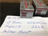 2- Boxes Winchester Super X, 22 LR Hollow Point