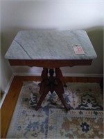 Marble Top Rectangle Stand w/ Oak Style Base