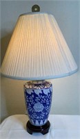 Blue & Floral Ceramic Table Lamp