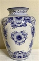 Vintage White & Blue Ceramic Vase