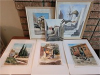 Lot of 6 Vintage Watercolor Paintings