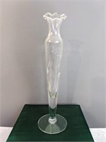 Ruffled Etched Glass Bud Vase