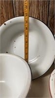 Enamelware Mixing Bowls and Cup