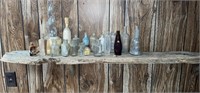 Antique Bottle Collection and Rustic Shelf