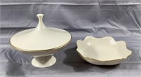Lenox Ivory Colored Scalloped Bowl & Candy Dish