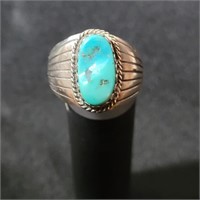 STERLING & TURQUOISE RING SZ. 10
