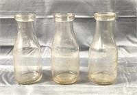 (3) 1 Pint Vintage Glass Milk Jugs