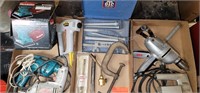 Group of Power Tools: Makita Sander, Drill, etc.