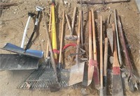 Assortment of Tools: Post Hole Digger, Scrapers