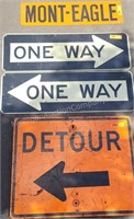 Metal Road Signs: Detour, One Way