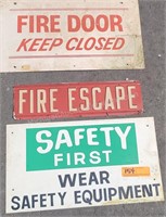 Group of 3 Signs: Fire Escape, Fire Door, etc.