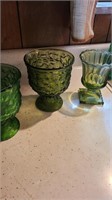 Lot 3 Vintage Green Glass Vases
