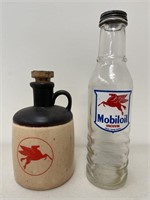 2 x MOBIL Inc. Oil Bottle & Decanter