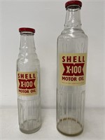 2 x SHELL X100 Motor Oil Bottles