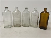 5 x Laurel Kerosene Bottles inc Amber