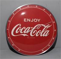NiB Coca Cola round thermometer glass front 12"
