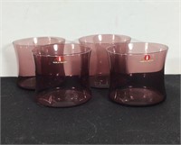 4 IITTALA PURPLE OLD FASHIONED GLASSES FINE