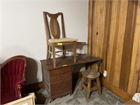 Desk, Chair, Stool, Lamp