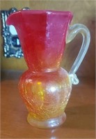 Amberina crackle vase approx 4 inches tall