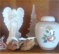 Ginger jar, angel and misc