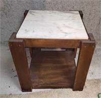 Wooden Marble Top Side Table