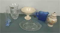 Cobalt Glass Candle Holders Ginger Jar Crystal