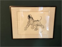 Black pen drawing of Dog by D.P. Gette