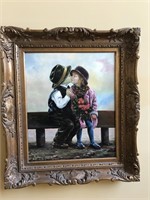 Oil on canvas Boy and Girl Kissing by John Fieron