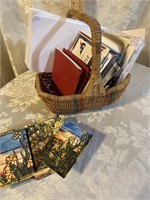 BASKET LOT OF CARDS AND NOTE CARDS