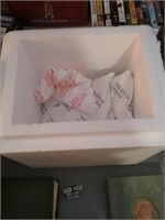 Small styrofoam cooler with gel packs