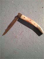 Bone handle look single blade folding knife