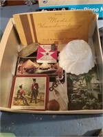 Box of miscellaneous Smalls including a model