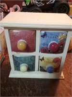 Small 4 drawer tea or spice cabinet
