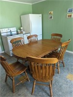 Hardwood 6 chair 1 leaf dinning table