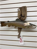 Brown Trout Full Body Mount on Drift Wood