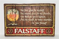 Falstaff Plastic Beer Sign, 20” x 13”