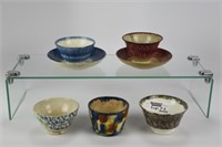 Early Spatterware Handless Cups & Saucers