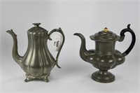 2 Early Pewter Tea Pots
