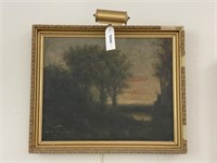 H.C. Treadway Oil on Canvas Dark Landscape