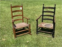 Early American Ladderback Arm Chair and Rocker