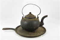 Cast Iron Goose Neck Tea Kettle and Griddle