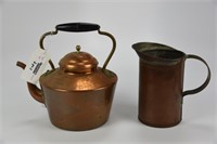 Copper Tea Kettle w/ Brass Handle & Finial