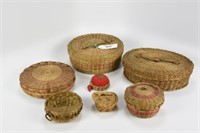 Native American Sweet Grass Sewing Baskets