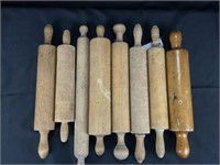 8 Vintage Wooden Rolling Pins