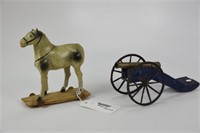 German Paper Mache Toy Horse & Tin Cannon