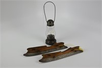 Skater's Lantern and Early Wooden Ice Skates