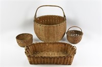 4 Ash Hand Woven Baskets