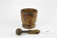 Burl Mortar with Wooden & Iron Pestle