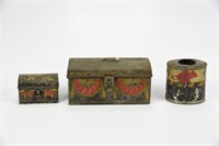 3 Pieces of Early American Hand Painted Toleware